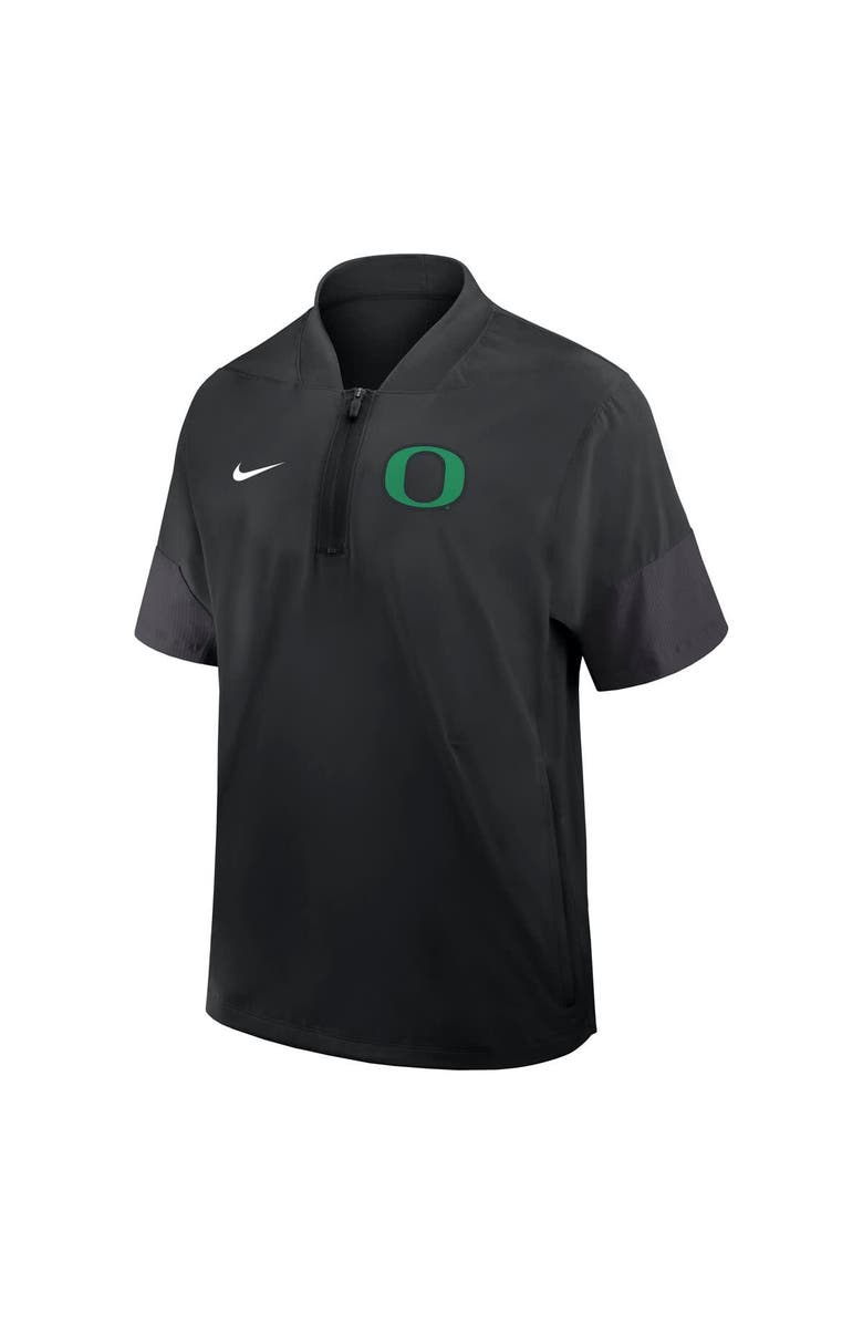 Nike Men's Nike Black Oregon Ducks 2025 Sideline Short Sleeve Quarter-Zip Coach Jacket, Alternate, color, Black