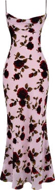 HOUSE OF CB Serena Floral Velvet Burnout Maxi Dress