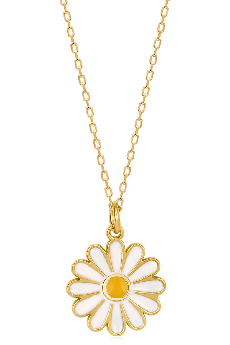 14K Gold Plated Sterling Silver Daisy Floral Pendant Necklace, Main, color, GOLD