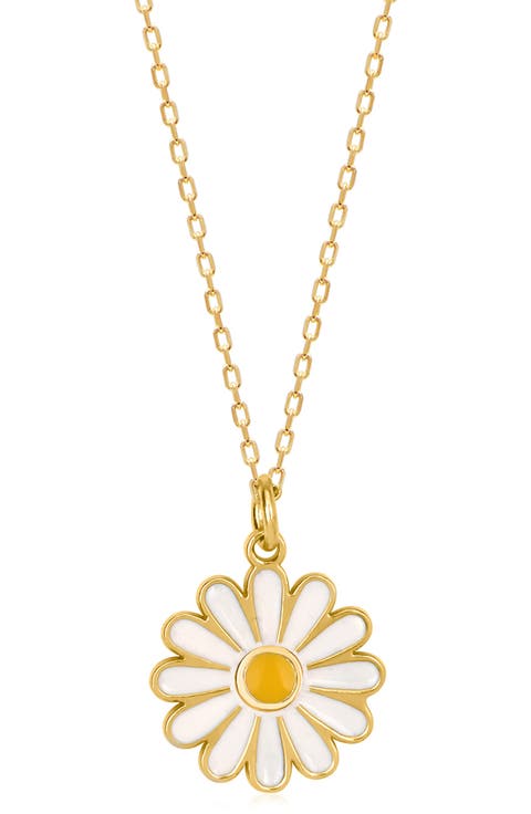 14K Gold Plated Sterling Silver Daisy Floral Pendant Necklace