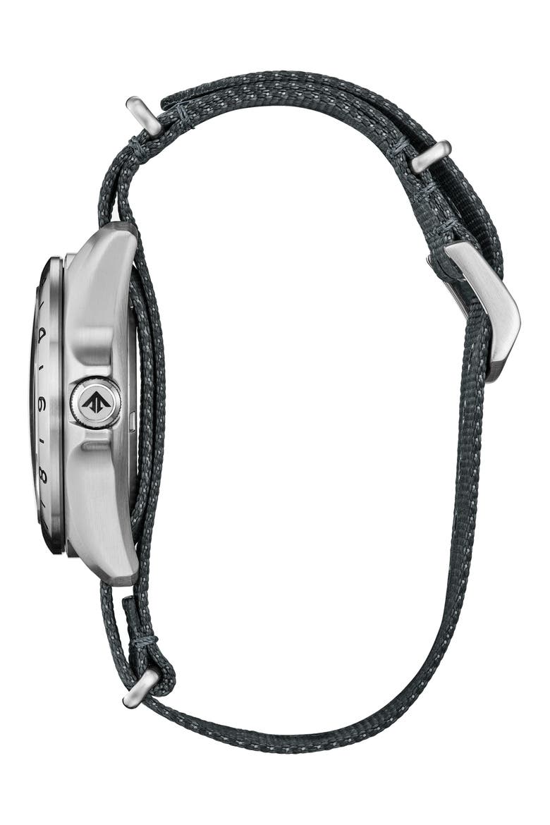 Promaster Land GMT Eco-Drive Nylon Strap Watch, 39.5mm, Alternate, color, SILVER/ NAVY
