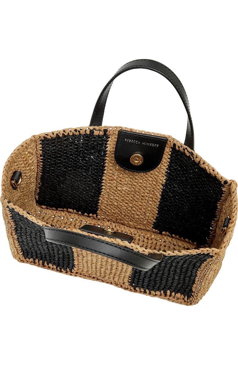 Rebecca Minkoff Mini Raffia Tote, Alternate, color, Black/ Brown