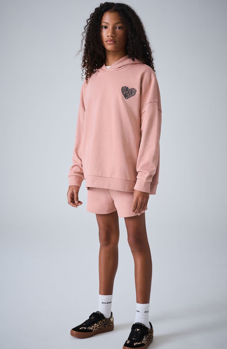 smALLSAINTS by ALLSAINTS Kids' Hoodie & Sweat Shorts Set, Alternate, color, Pink