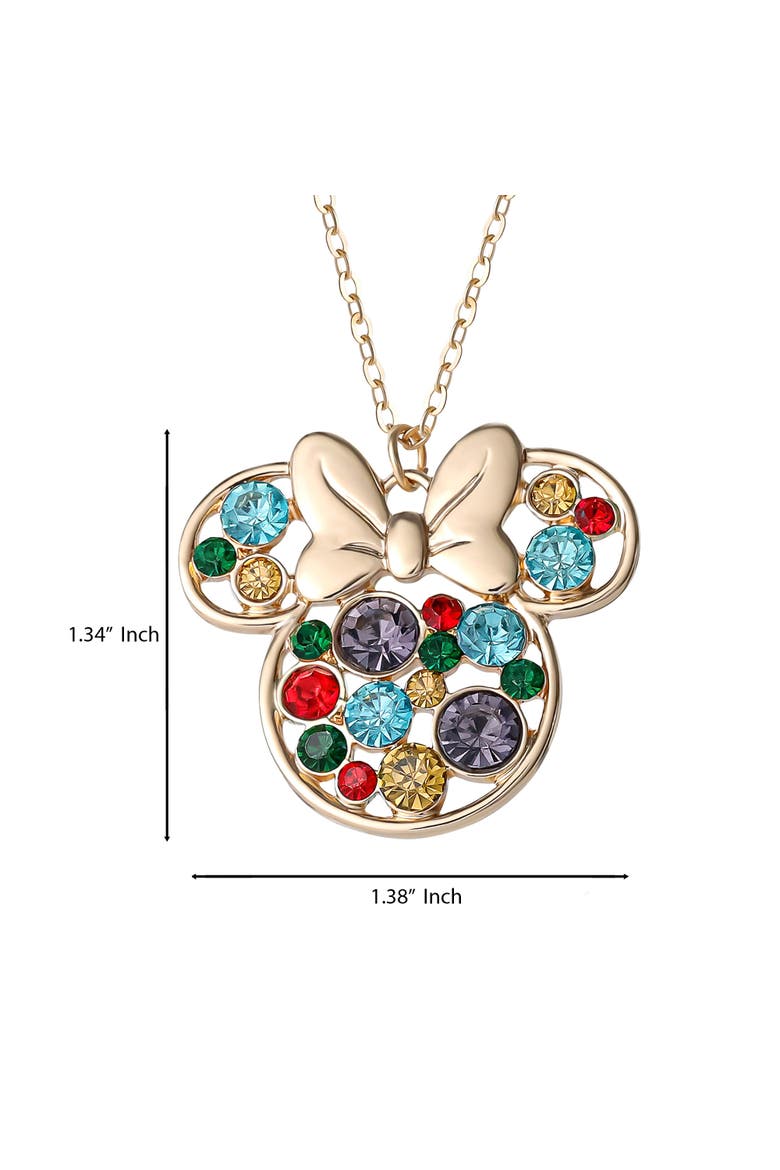 Fashion Multi-Color Stone Minnie Mouse Necklace, Alternate, color, Multicolor