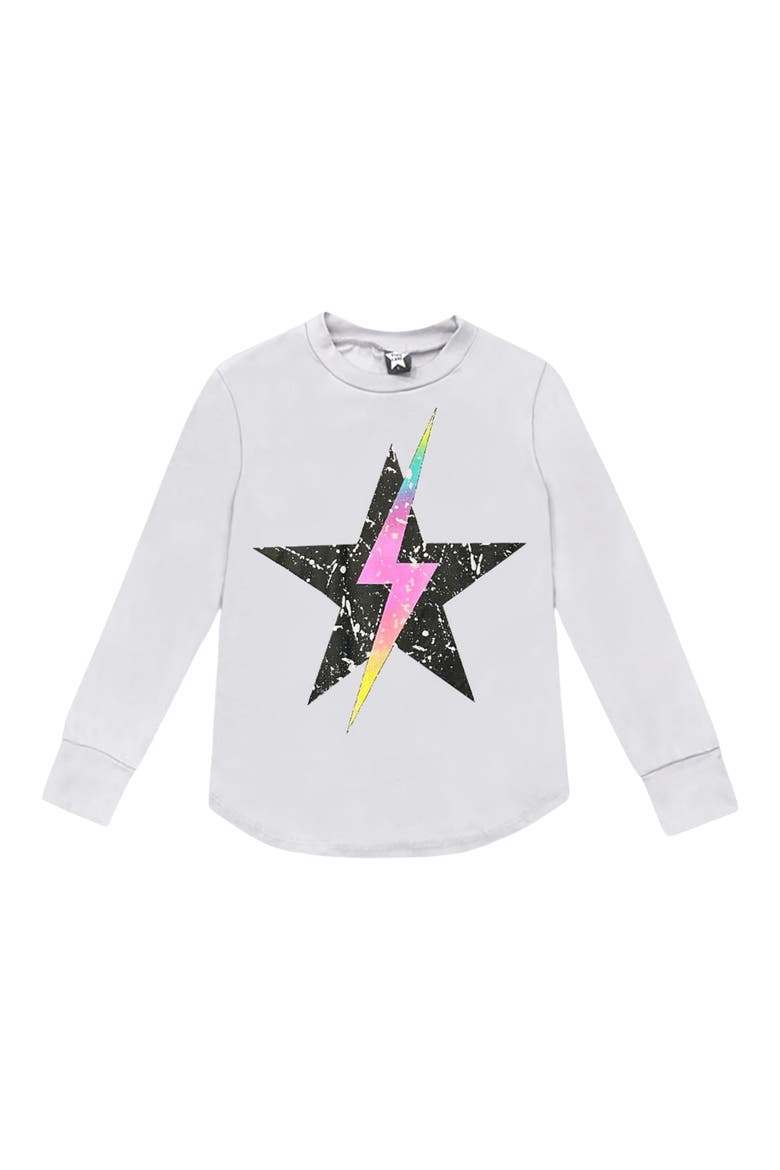 Kids' Peace Love Rainbow Graphic Long Sleeve Tee, Main, color, ICE GREY