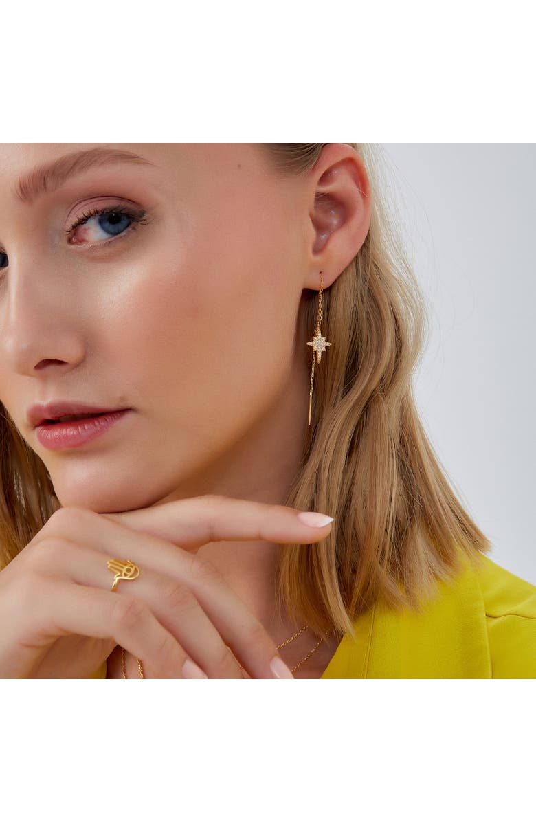 Spero London Northernstar Starbust Sterling Silver Chain Drop Earrings, Alternate, color, Gold