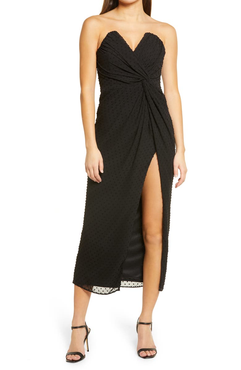 Katie May Come On Home Clip Dot Strapless Dress, Main, color, 