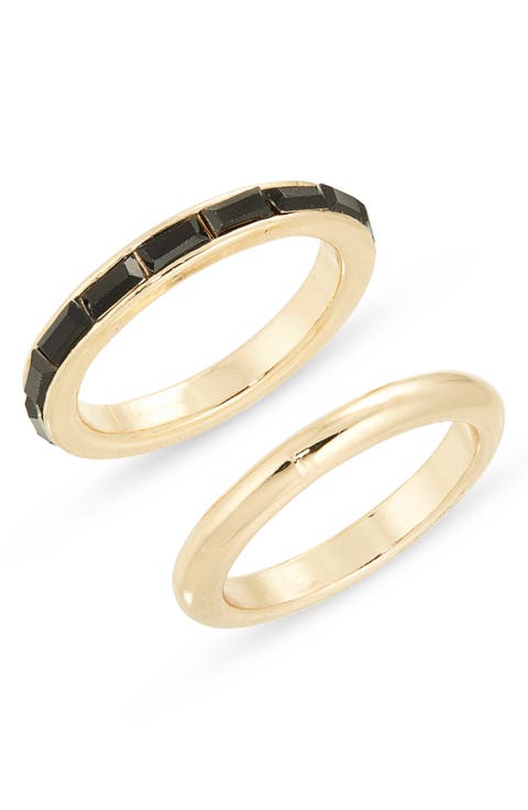 Set of 2 Baguette Cut Cubic Zirconia Rings