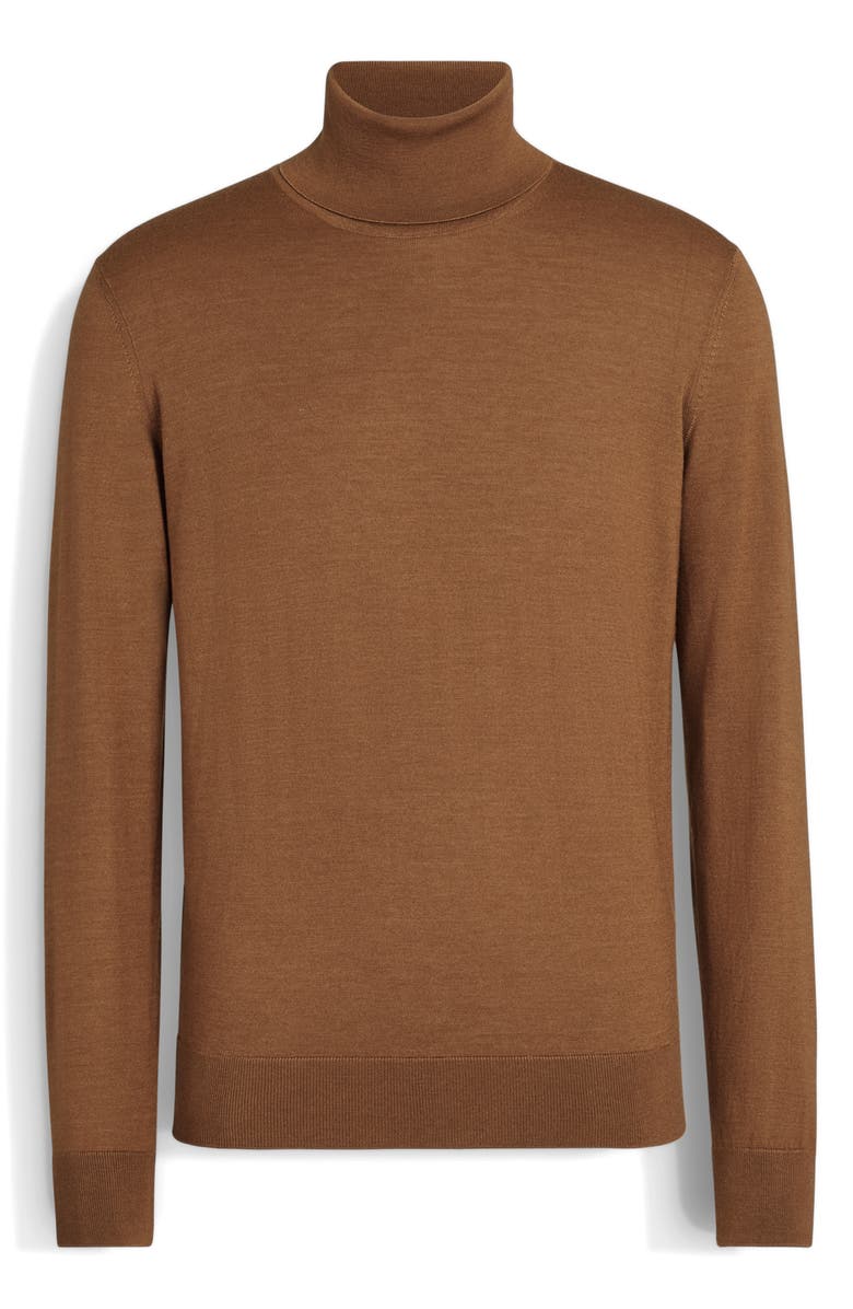 ZEGNA Cashseta Light Cashmere & Silk Turtleneck Sweater, Alternate, color, Dark Foliage