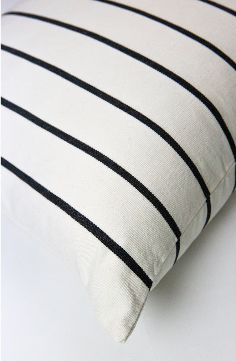 Archive New York Santiago Atitlan I Striped Handwoven Cotton Square Throw Pillow, Alternate, color, White