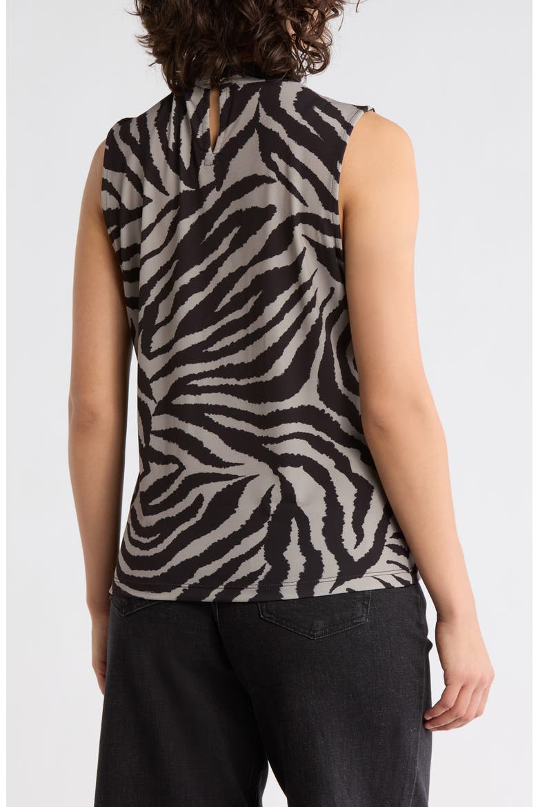 Zebra Print Sleeveless Jersey Top, Alternate, color, BLACK/ TAN