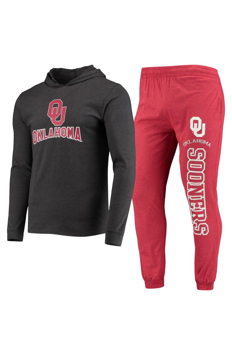 CONCEPTS SPORT Men's Concepts Sport Crimson/Heather Charcoal Oklahoma Sooners Meter Long Sleeve Hoodie T-Shirt & Jogger Pajama Set, Main, color, Crimson