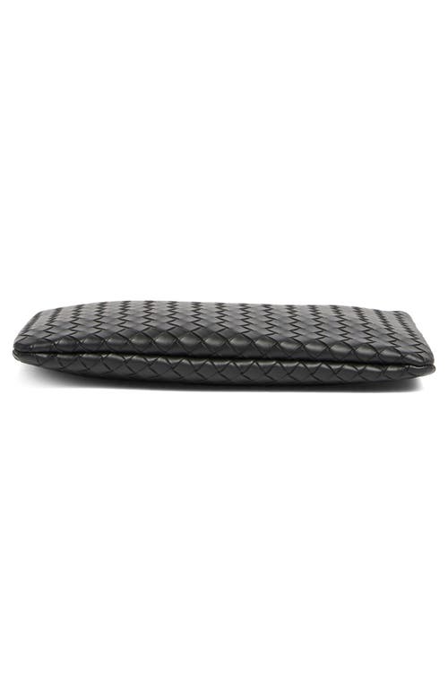 Shop Mundi Small Leather Goods Woven Wristlet In Black