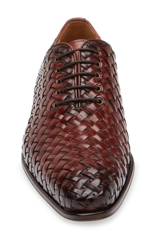 Mezlan Woven Perforated Wholecut Shoe In Medium Brown