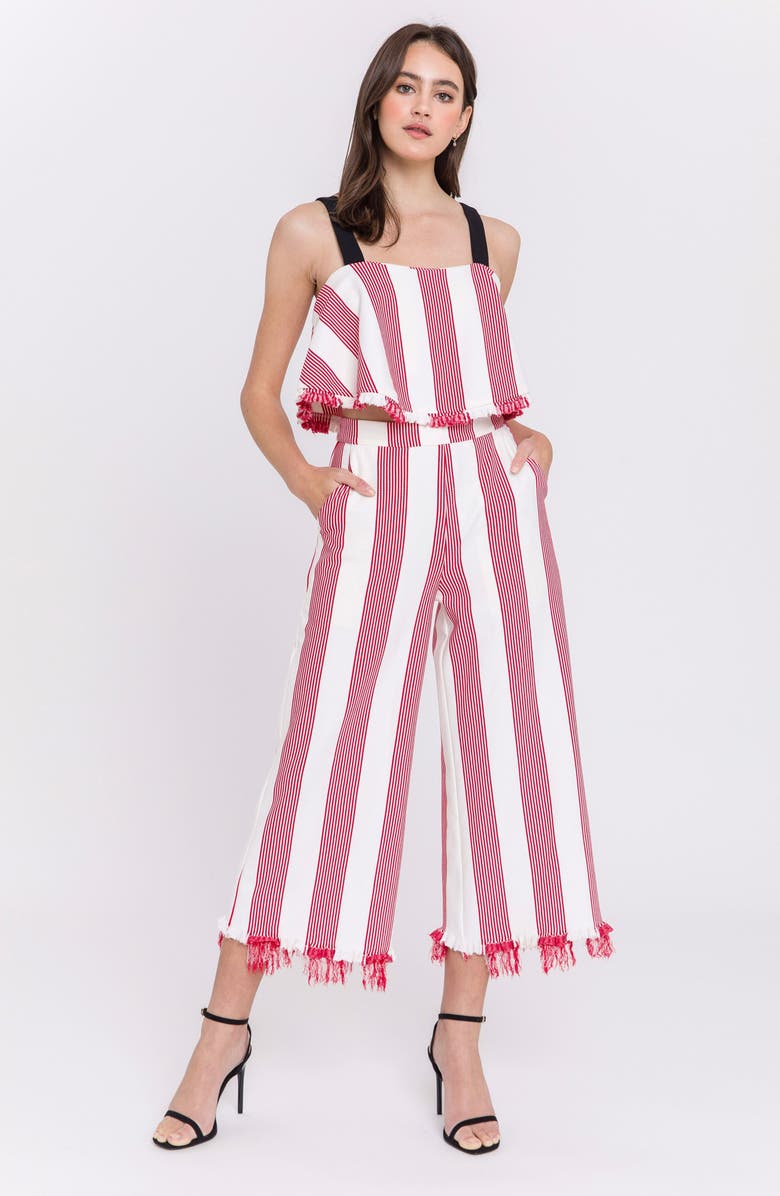 English Factory Stripe Crop Tank, Alternate, color, Red