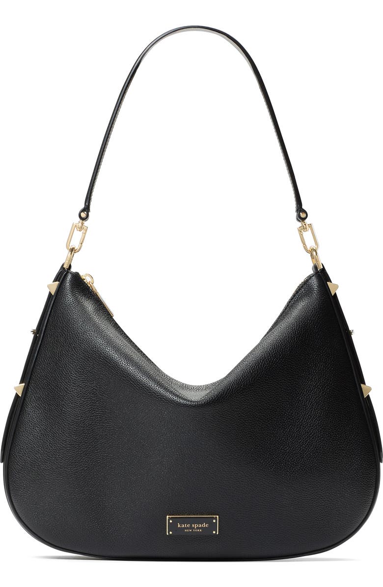 Kate Spade New York large liv pebble leather hobo bag, Main, color, Black