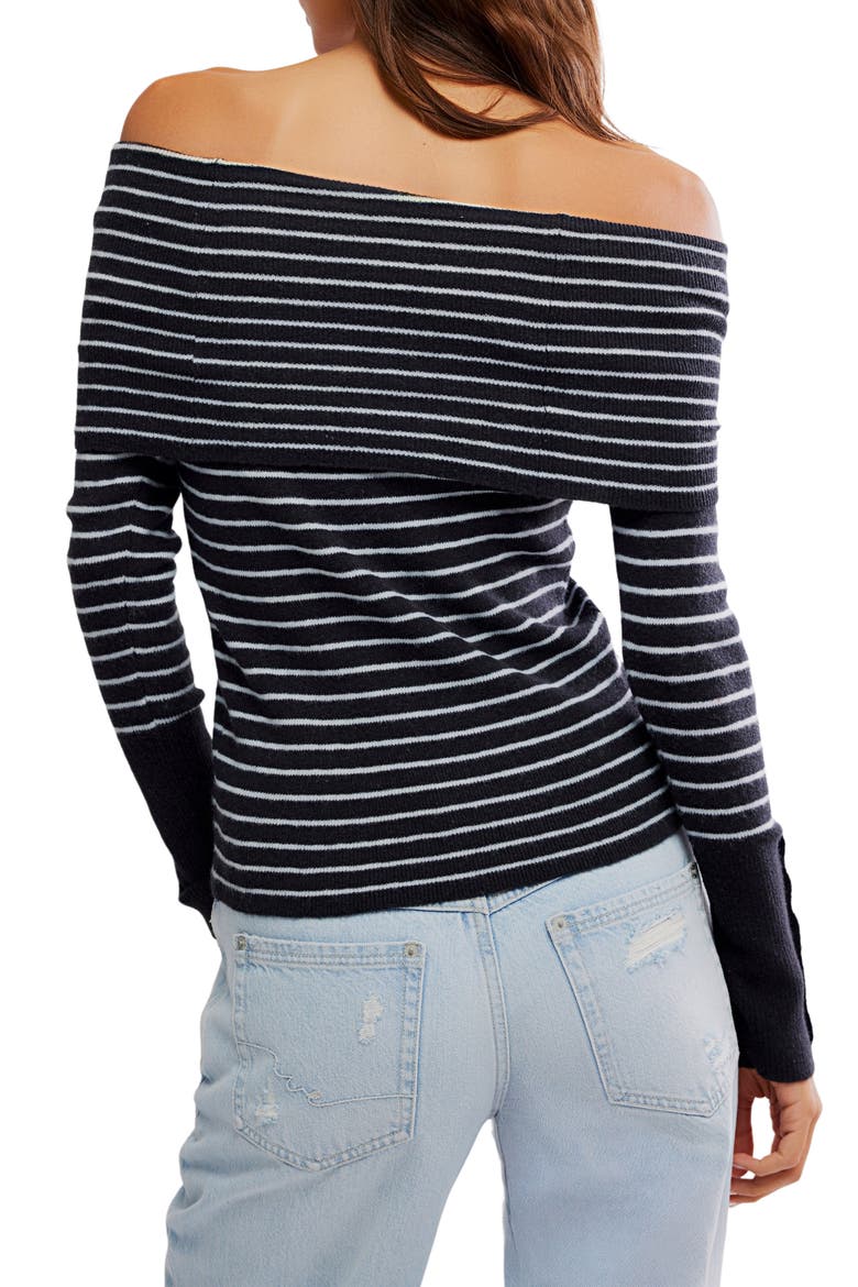 Evergreen Off the Shoulder Sweater, Alternate, color, BLACK/ WHITE COMBO