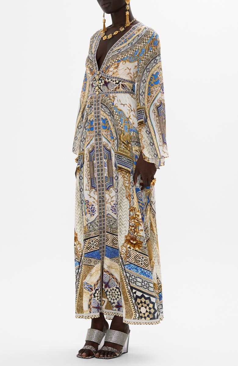 Camilla Make Me Your Mosaic Long Sleeve Silk Maxi Dress, Alternate, color, 