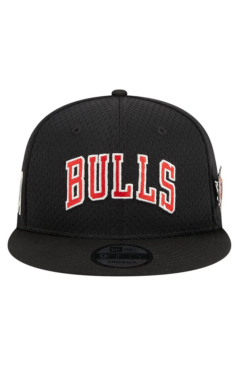 New Era Men's New Era Black Chicago Bulls Post-Up Pin Mesh 9FIFTY Snapback Hat, Alternate, color, Black