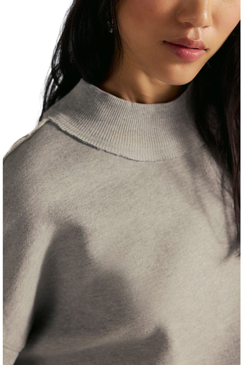 Palm Springs Mock Neck Cotton Fleece Sweatshirt, Alternate, color, HEATHER GREY