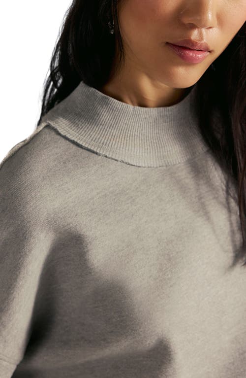 Free People Palm Springs Mock Neck Cotton Fleece Sweatshirt In Gray