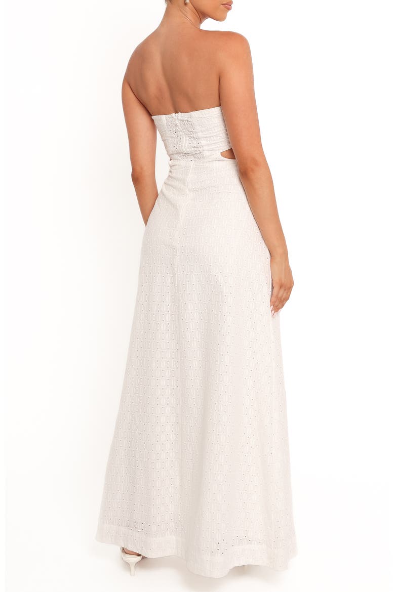 Laura Eyelet Strapless Maxi Dress, Alternate, color, WHITE
