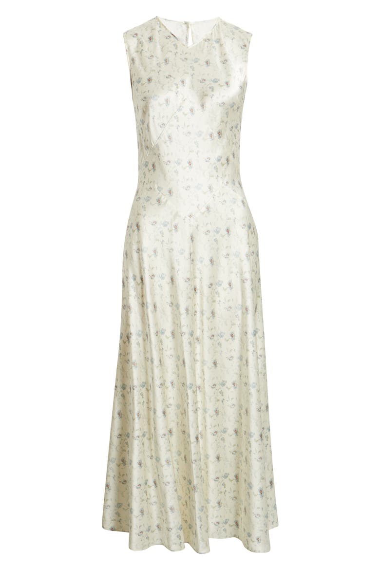 Adelana Floral Silk Midi Dress, Alternate, color, CAMELLIA BLOOM