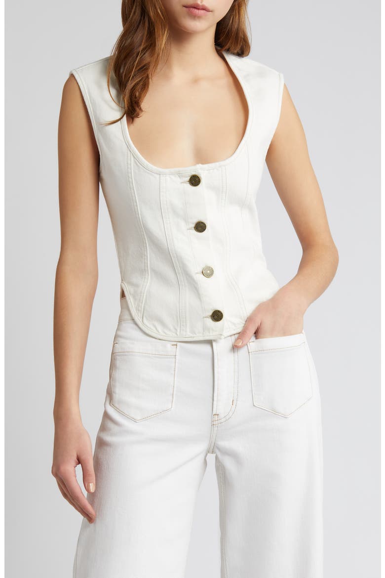 The Seamed Scoop Bustier Tank, Main, color, ECRU