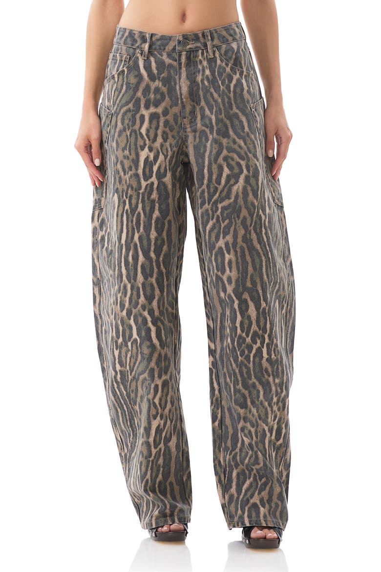Bexley Leopard Barrel Leg Jeans, Main, color, CAMO LEOPARD
