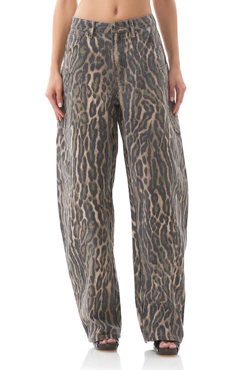 Bexley Leopard Barrel Leg Jeans (Camo Leopard)
