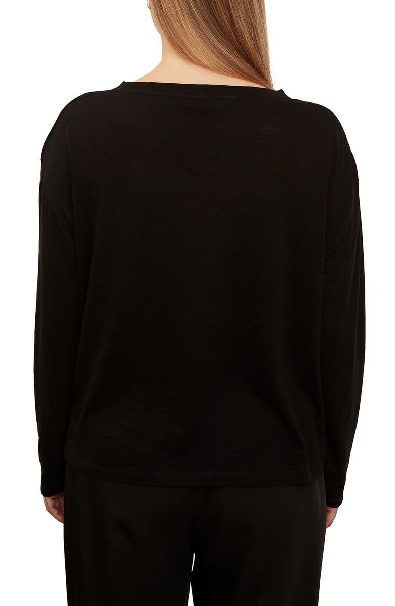 Vince Boxy Long Sleeve Cotton Crewneck Top, Alternate, color, Black
