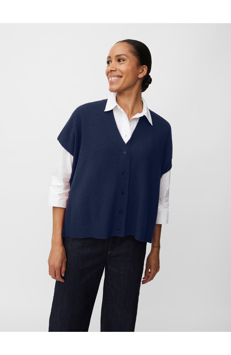 Masai Copenhagen MaLucanne Short Sleeve V-Neck Cardigan, Main, color, Navy Blazer