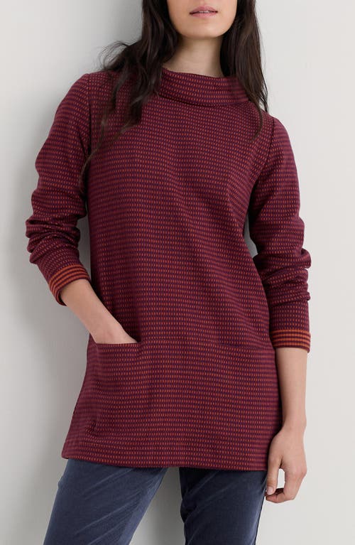 Seasalt Cornwall Mawgan Turtleneck Organic Cotton Tunic Top In Burgundy