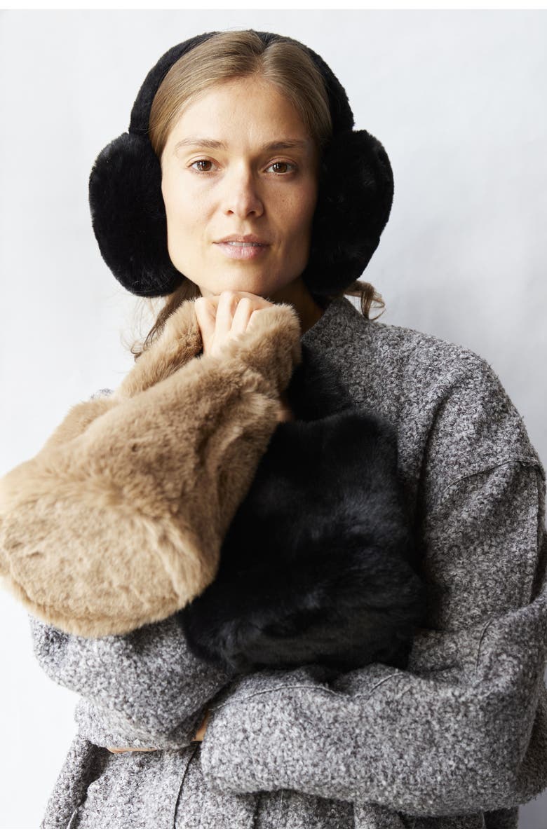 Hat Attack Faux Fur Mini Bag, Alternate, color, Black