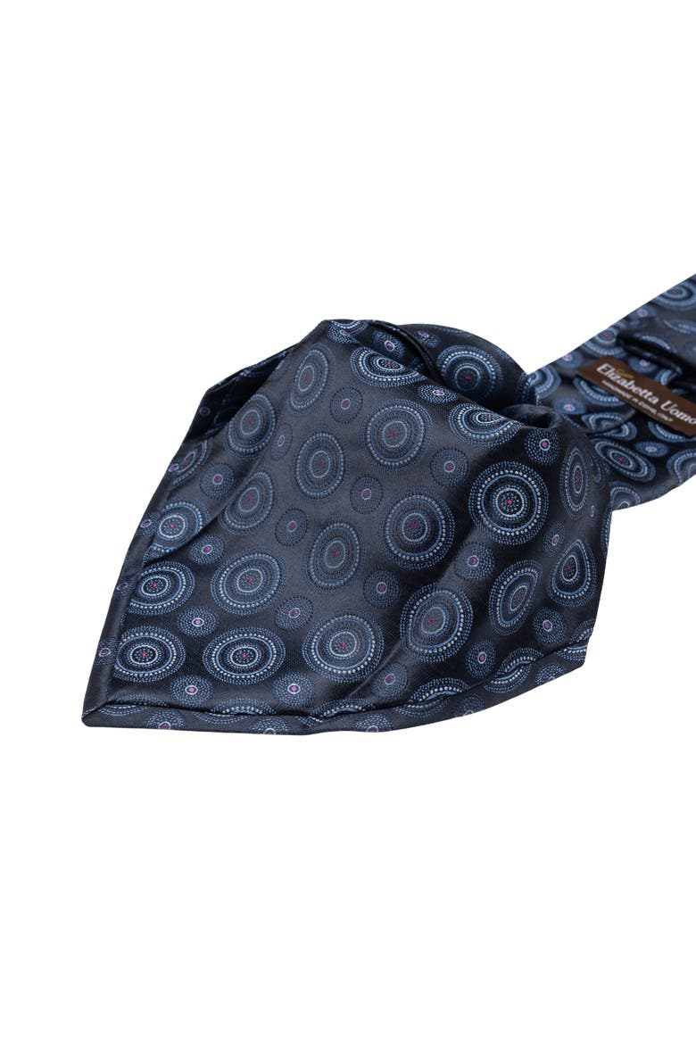 Cefalù - Silk Jacquard Tie for Men, Alternate, color, Navy and Blue