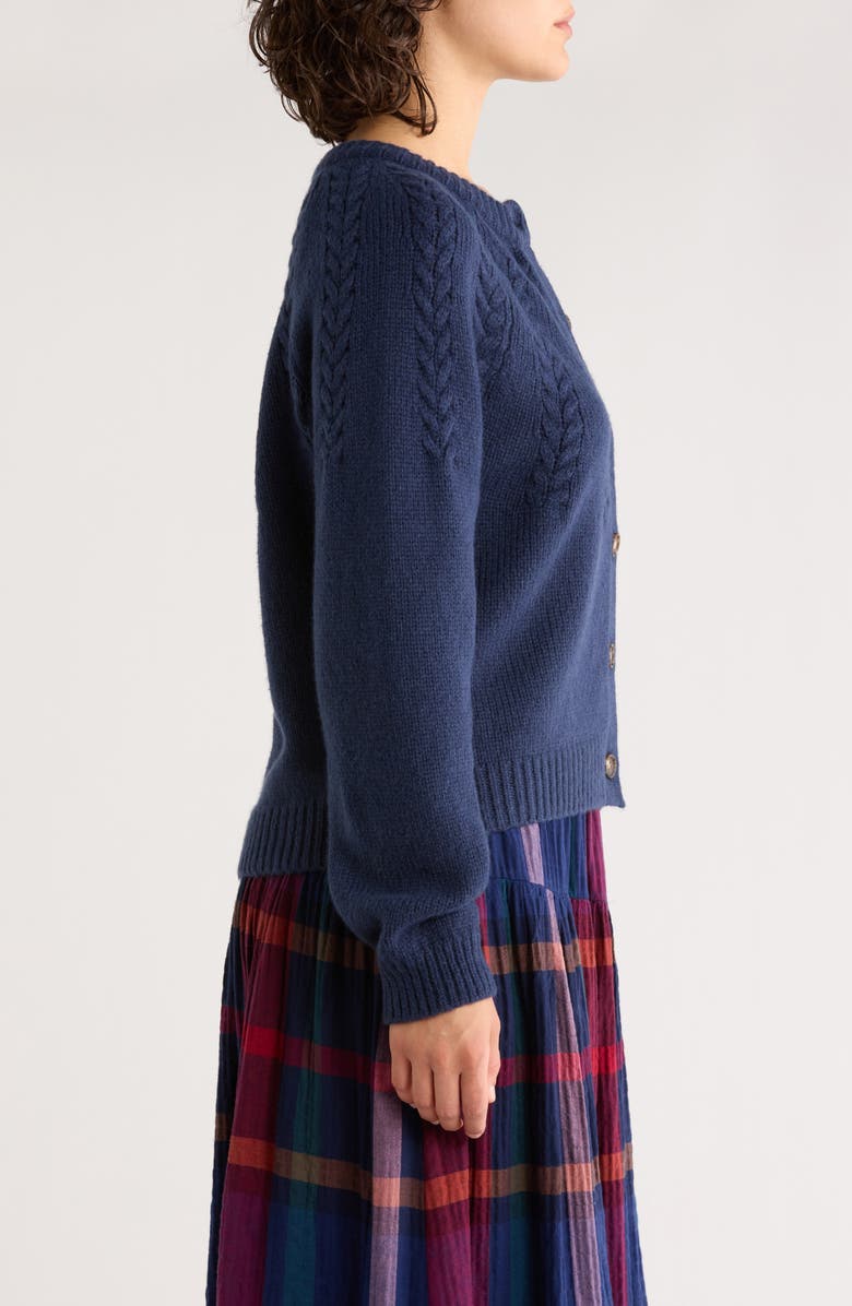 Marine Layer Everly Cable Cardigan, Alternate, color, True Navy