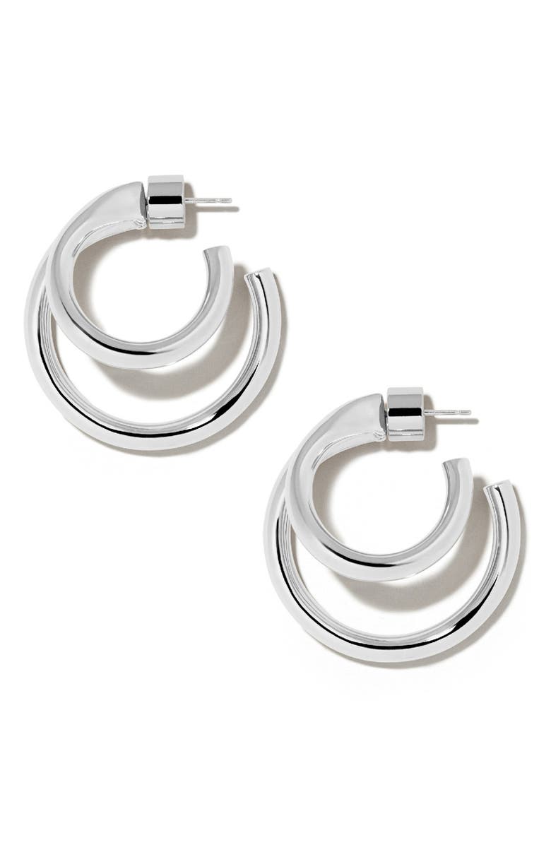 Jennifer Fisher Double Lilly Mini Hoops, 1-Inch, Main, color, Silver