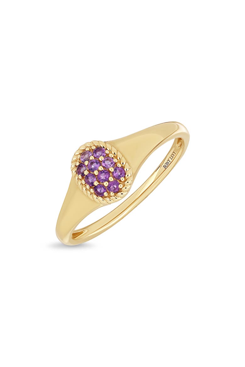 14K Yellow Gold Pavé Amethyst Ring, Main, color, AMETHYST/ 14K YELLOW GOLD