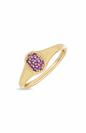 14K Yellow Gold Pavé Amethyst Ring