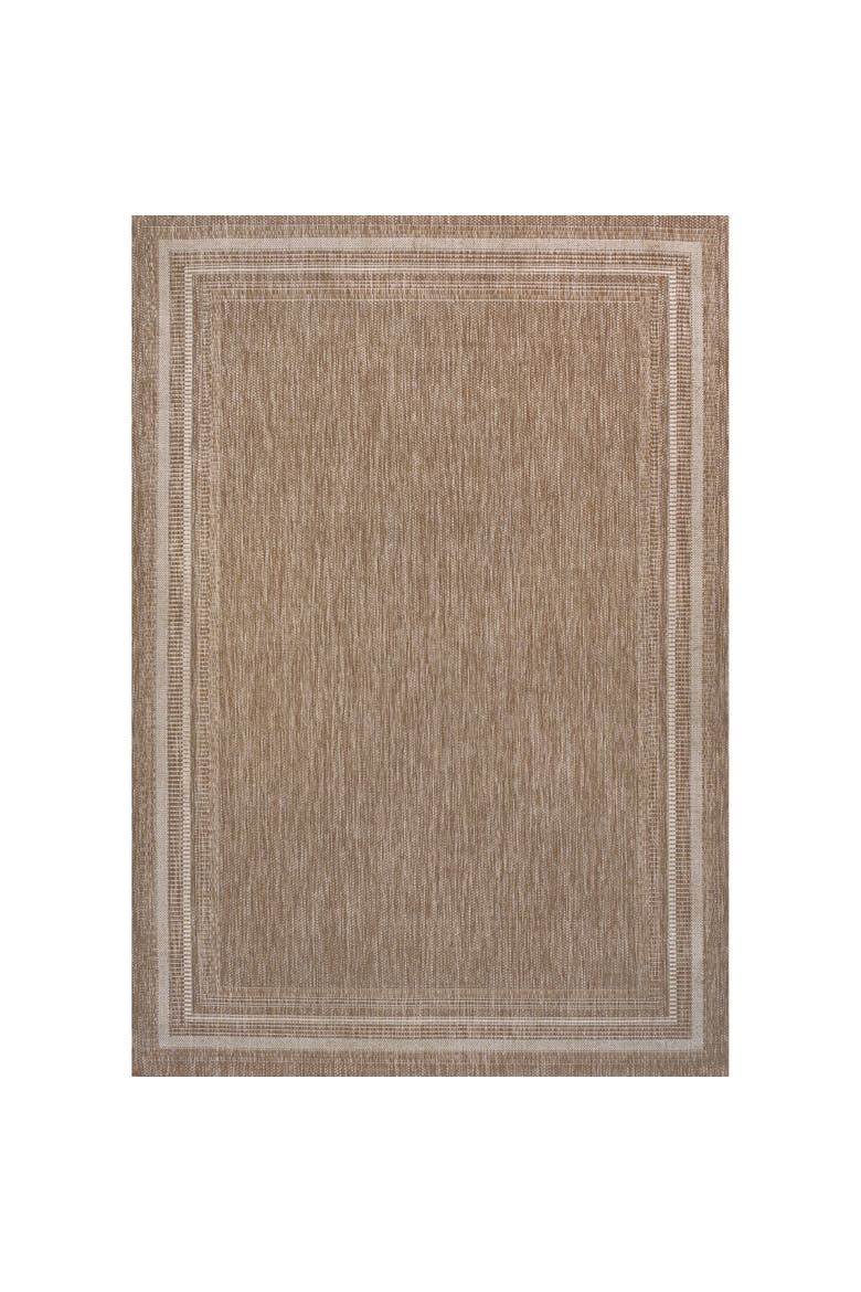 Lido Traditional Casual Pinstripe Border Indoor/Outdoor Area Rug, Main, color, Beige/Cream