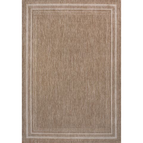 Lido Traditional Casual Pinstripe Border Indoor/Outdoor Area Rug