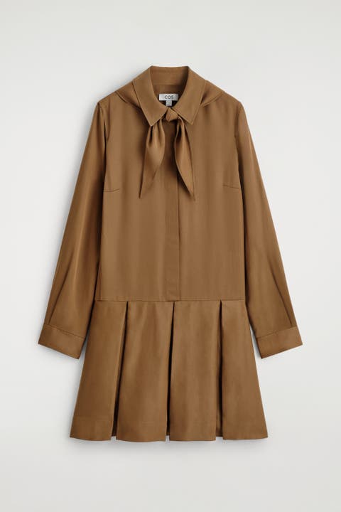 Scarf-Detail Dropped-Waist Mini Dress