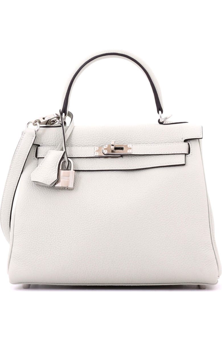 Pre-Owned Hermes Kelly Handbag Grey Togo with Palladium Hardware 25, Main, color, Gris Neve