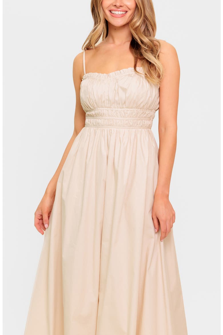 Ruched Midi Dress, Alternate, color, CREAM