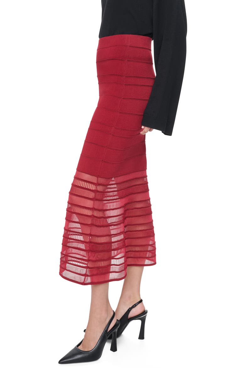 Ladder Lace Mesh Midi Sweater Skirt, Alternate, color, CRANBERRY