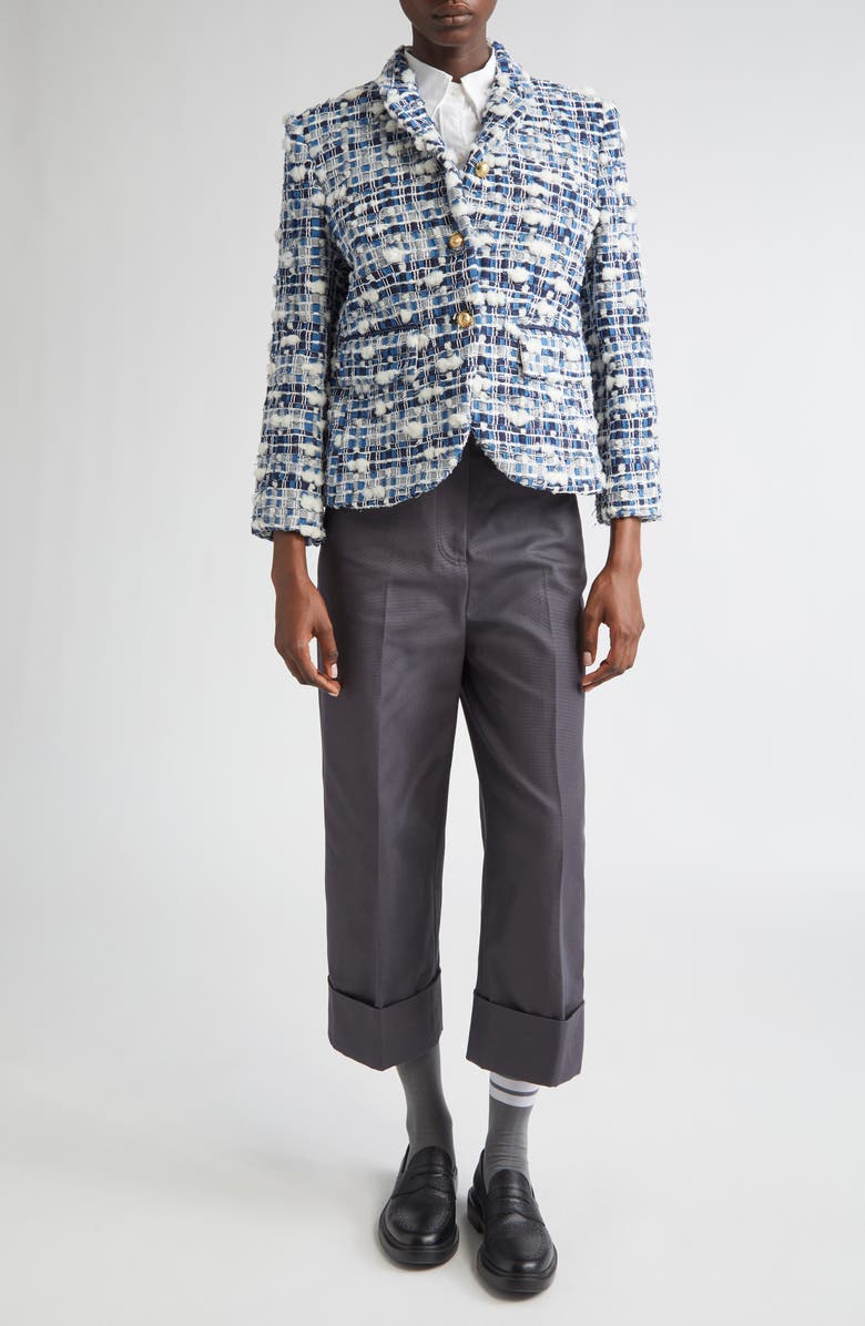 Thom Browne Denim Tweed Blazer, Alternate, color, Navy