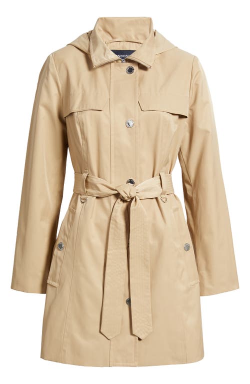 London Fog Belted Cotton Blend Coat In Brown