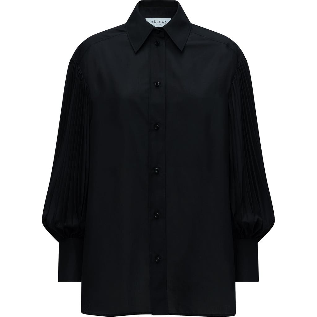 Callas Milano Viola Pleated Sleeve Shirt Black