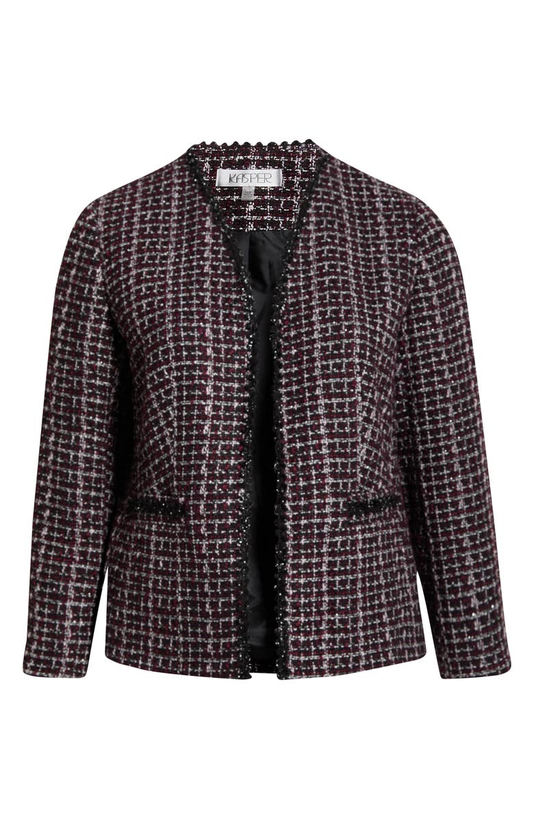 KASPER Collarless Tweed Jacket, Alternate, color, Shiraz Multi