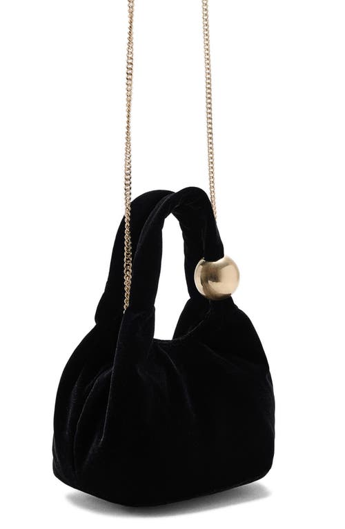 Mango Ball Detail Velvet Handbag In Black